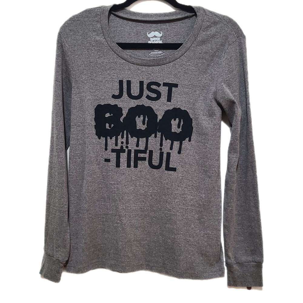 Just Boo-Tiful Long Sleeve Graphic Tee Under Disguise Halloween Soft Women's XS‎